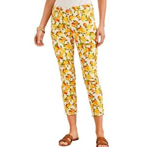 Talbots Womens Size 4 Jegging Crop Pants Jeans Lemon Orange Citrus Print Cropped